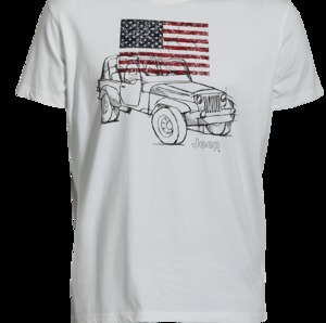 MAN T-SHIRT CAR/US FLAG - WHITE