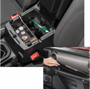 Vaschette porta oggetti console e maniglia passeggero Quadratec per Jeep Wrangler JL e Gladiator JT