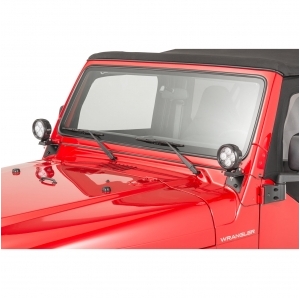 Kit Faretti LED Quadratec 4" rotondo con staffa di montaggio su parabrezza per Jeep Wrangler TJ