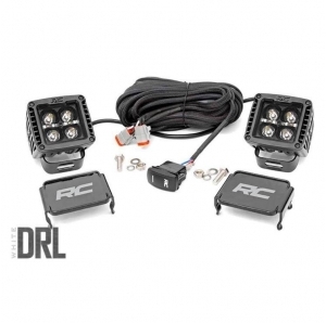 Faretti quadrati 2" LED Rough Country DRL spot Black Series