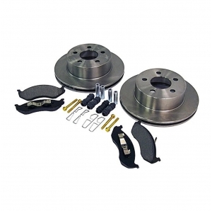 Kit dischi e pastiglie anteriori Crown per Jeep Wrangler TJ 99-06 e Cherokee XJ 00-01