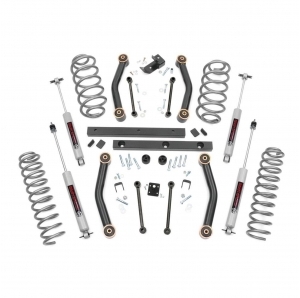 Assetto completo +4" Rough Country con ammortizzatori Monotubo V2 per Wrangler TJ dal 2003 al 2006
