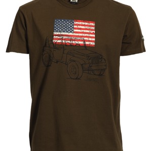 MAN T-SHIRT CAR/US FLAG - BROWN TAGLIA M