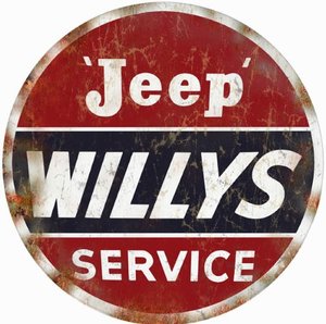 Targa riproduzione "Jeep Willys Service" rotonda