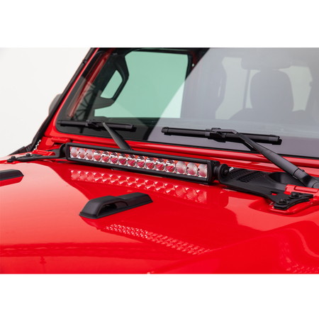 Staffe GoRhino per installazione barra LED da 20″ sul cofano per Jeep Wrangler JL (2018-) e Gladiator JT (2020-)