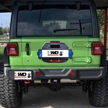 Piastra per rimozione ruota di scorta 4WD Italia con supporto telecamera per Jeep Wrangler JL