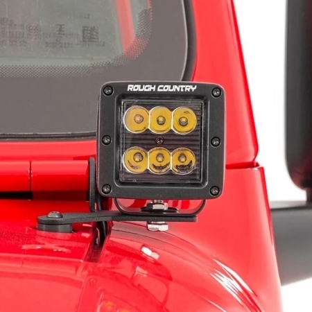 Coppia faretti Rough Country a LED 2″ quadrati per Jeep Wrangler JL (2018-) e Gladiator JT (2020-)
