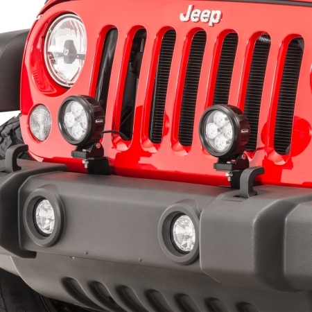 Kit Faretti LED Quadratec 4 rotondi con staffa di montaggio su paraurti per Jeep Wrangler JK