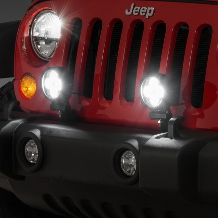 Kit Faretti LED Quadratec 4 rotondi con staffa di montaggio su paraurti per Jeep Wrangler JK