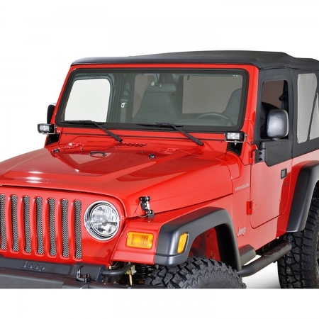 Kit Faretti LED Quadratec 4 rettangolari con staffa di montaggio su parabrezza per Jeep Wrangler TJ