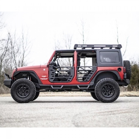 Porte tubolari in acciaio anteriori Rough Country per Jeep Wrangler JK - Immagine 2