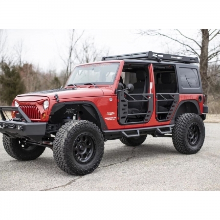 Porte tubolari in acciaio anteriori Rough Country per Jeep Wrangler JK - Immagine 3