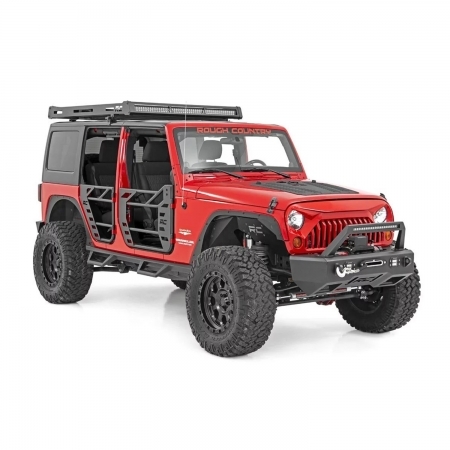 Porte tubolari in acciaio anteriori Rough Country per Jeep Wrangler JK - Immagine 5
