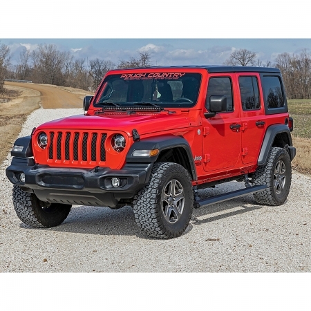Pedane laterali automatiche Rough Country Power Running Boards per Jeep Wrangler JLU 4 porte