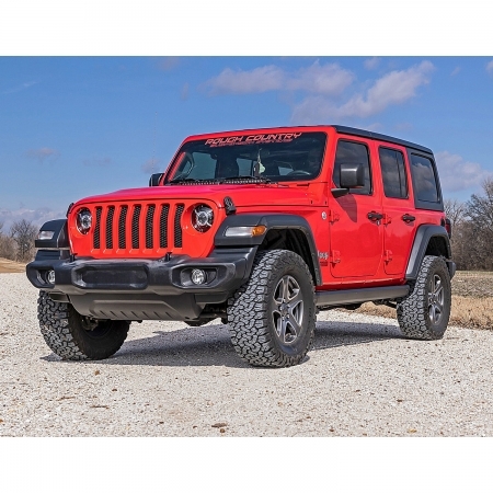 Pedane laterali automatiche Rough Country Power Running Boards per Jeep Wrangler JLU 4 porte