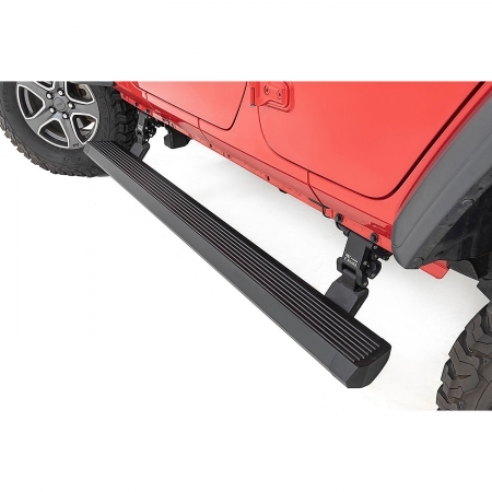 Pedane laterali automatiche Rough Country Power Running Boards per Jeep Wrangler JLU 4 porte