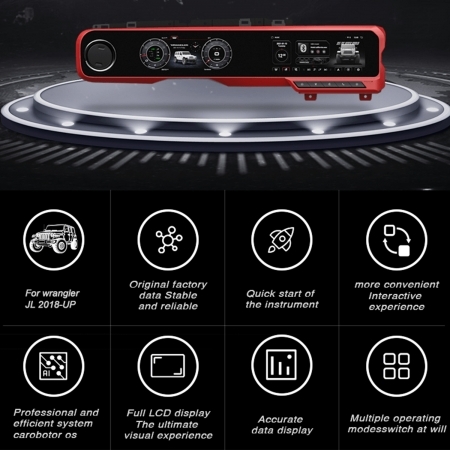 Carobotor J-Max Cruscotto digitale + radio per Jeep Wrangler JL e Gladiator JT 