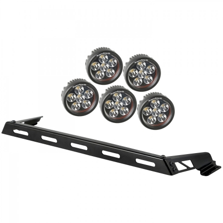 Kit 5 faretti a LED Rugged Ridge con supporto da cofano per Jeep Wrangler JK
