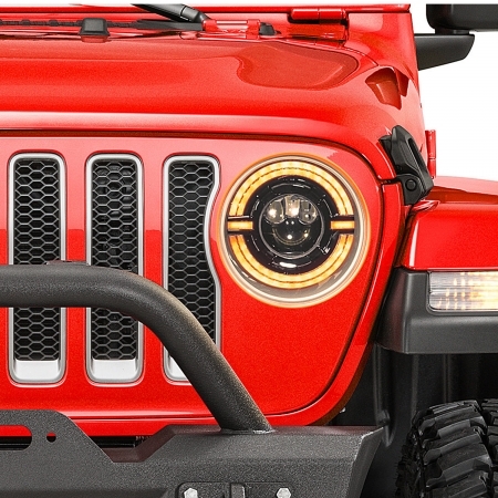 Fanali anteriori TacTik 9 con Halo DLR per Jeep Wrangler JL e Gladiator JT
