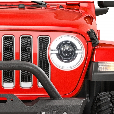 Fanali anteriori TacTik 9 con Halo DLR per Jeep Wrangler JL e Gladiator JT