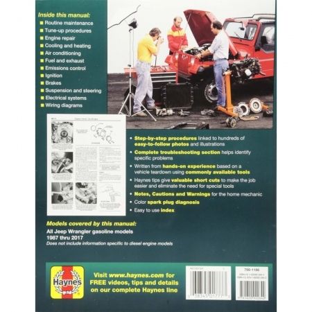 Manuale officina Haynes per Jeep Wrangler YJ, TJ, JK & Unlimited