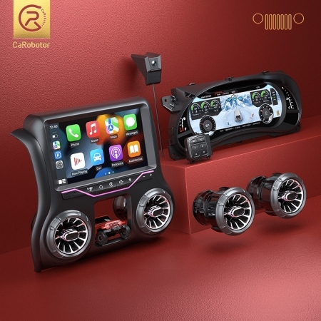 Carobotor Dashboard Kit - Pro dashboard +K1 radio +Batman camera + 4 Turbo AC Vents LED ) per Jeep Wrangler JK 