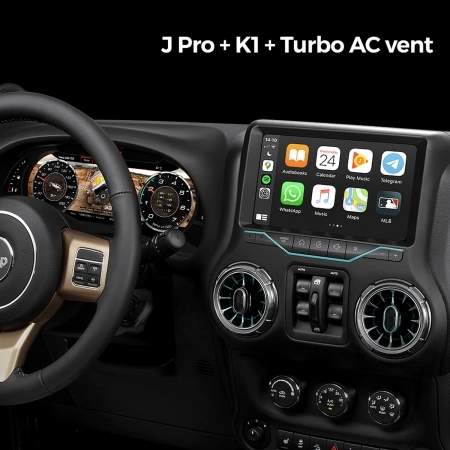 Carobotor Dashboard Kit - Pro dashboard +K1 radio +Batman camera + 4 Turbo AC Vents LED ) per Jeep Wrangler JK 