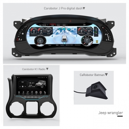 Carobotor Dashboard Kit ( J Pro dashboard +K1 radio +Batman camera ) per Jeep Wrangler JK
