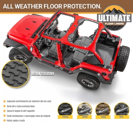 Combo Tappetini Quadratec All Weather per Jeep Wrangler JL 2 porte