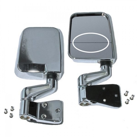 Specchietti retrovisori cromati Omix con doppia focale per Jeep Wrangler YJ e TJ