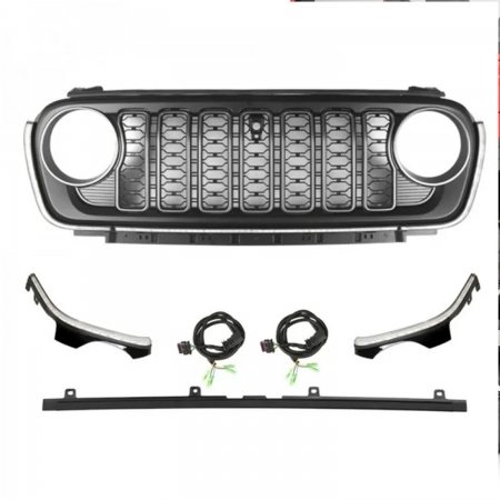 Mascherina OFD con LED e predisposizione per camera frontale per Jeep Wrangler JL, JLU, 4xe e Gladiator JT dal 2019 in poi