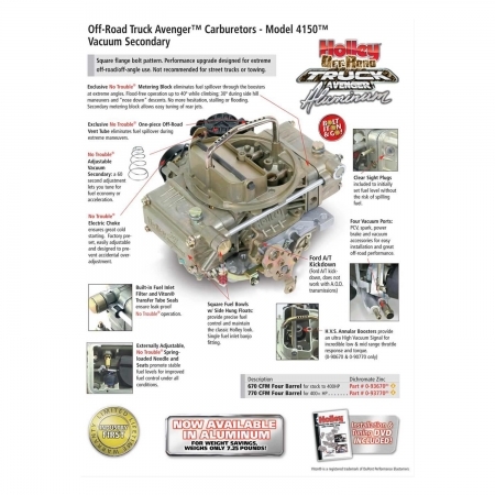 Carburatore Quadricorpo Holley V8 Truck Avenger 670 CFM per Jeep CJ e Grand Wagoneer dal 1970 in poi