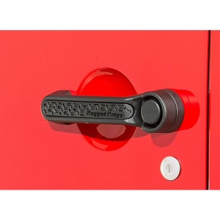 Inserti per maniglie neri in alluminio Rugged Ridge per Jeep Wrangler JK 2 porte dal 2007 al 2017