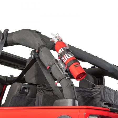Supporto estintore Rugged Ridge Elite per tutti i modelli di Jeep Wrangler e CJ con roll bar dal 76 in poi