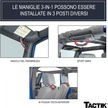 Maniglie di Sostegno TACTIK 3-in-1 per Jeep Wrangler JK 07-18