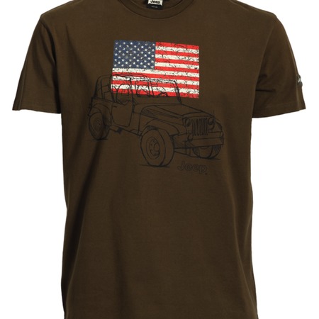 MAN T-SHIRT CAR/US FLAG - BROWN TAGLIA M