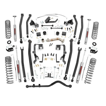 Assetto +4 long arm Rough Country completo per Jeep Wrangler JK 4p