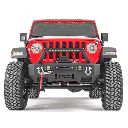 Paraurti anteriore Rough Country con con barra a Led per Jeep Wrangler JL e Gladiator JT