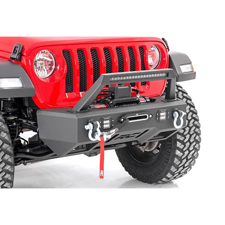 Paraurti anteriore Rough Country con con barra a Led per Jeep Wrangler JL e Gladiator JT