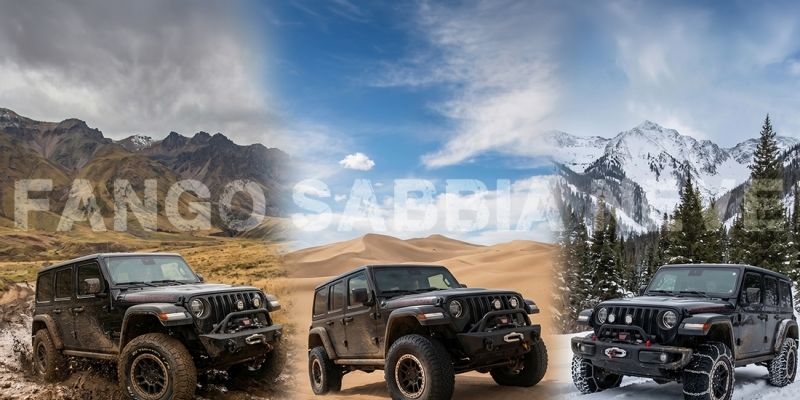 Pressione gomme Jeep Wrangler: strada, sterrato, sabbia e fango